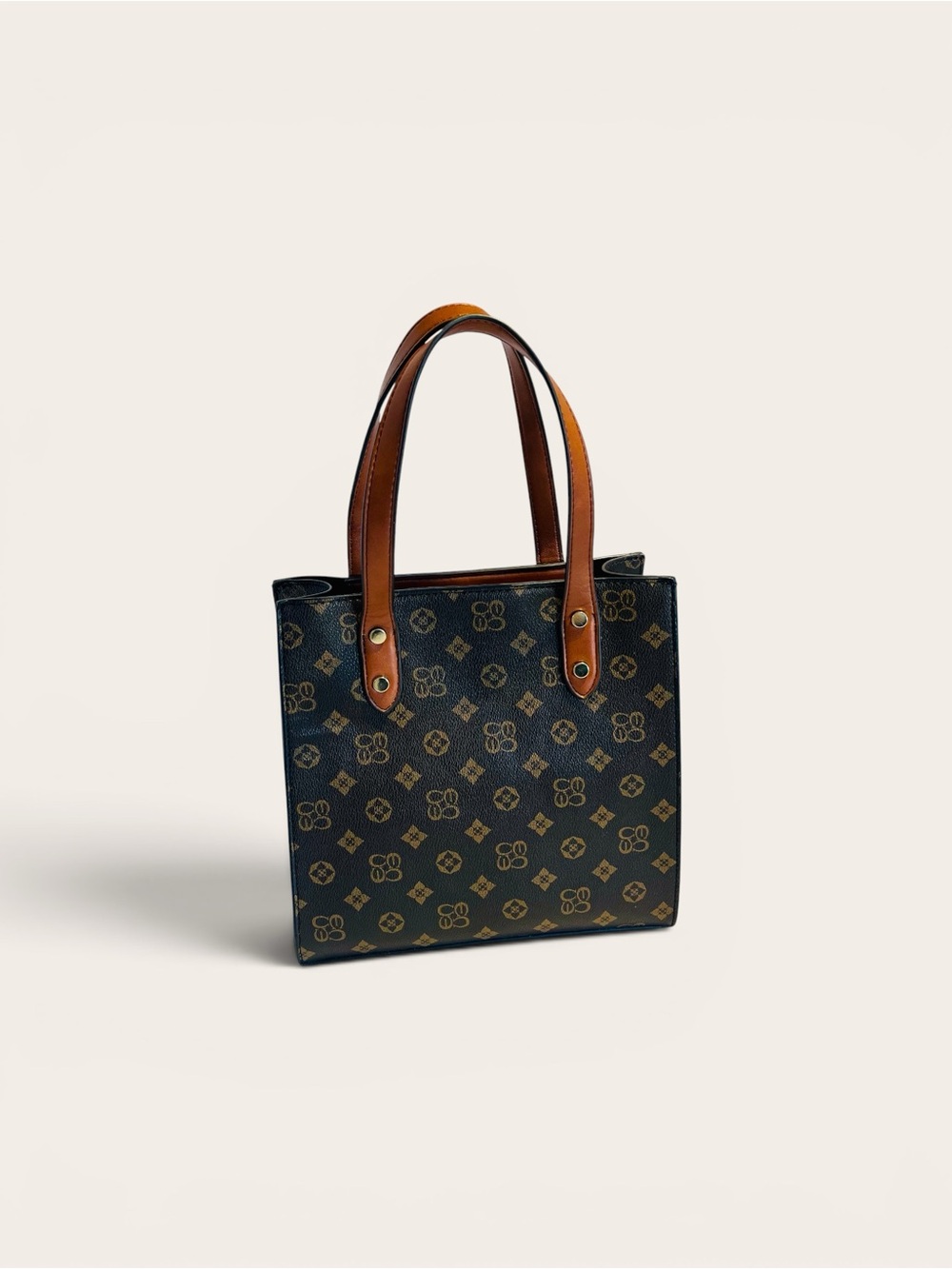 Designer Inspired Monogram Brown Tote Bag Crossbody Satchel Purse - Picture 4 of 16
